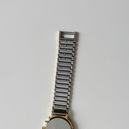 Yves Saint Laurent 1990s Large Round Dial Two Tone Gold Plated Watch (Large)