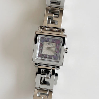 Fendi 1990s Seashell Square Dial Stainless steel Watch