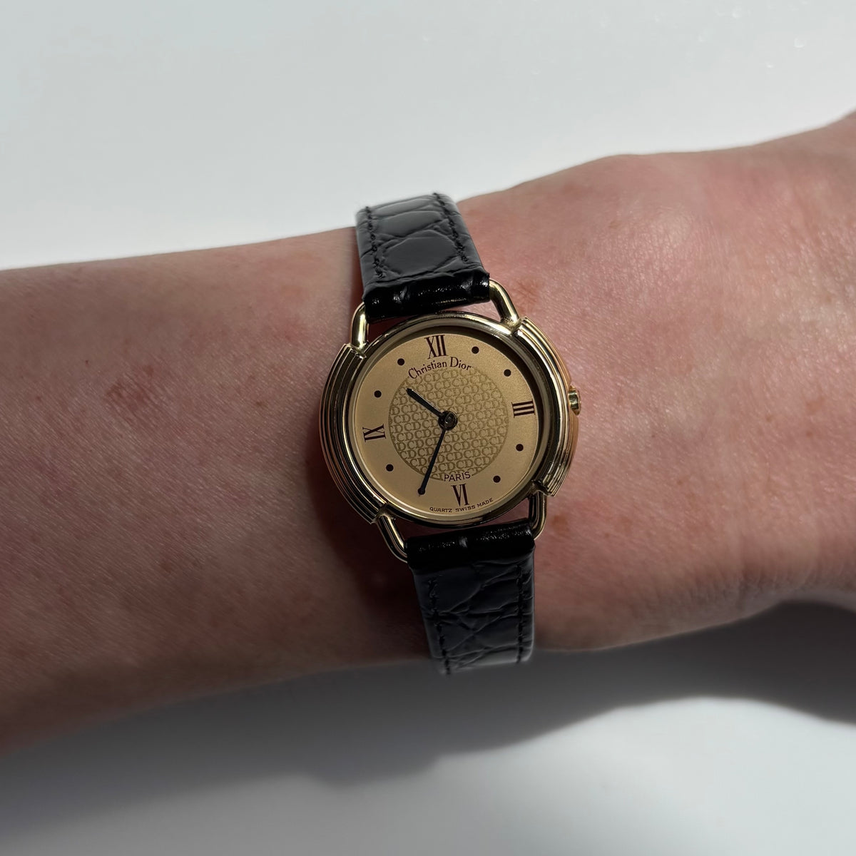 Dior 1990s Round Dial CD Logo Gold Plated Watch