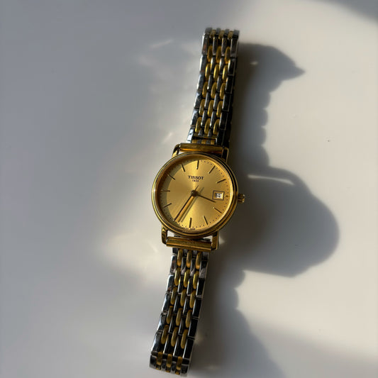 Tissot 1995 Two Tone Gold Plated Stainless Steel Round Watch