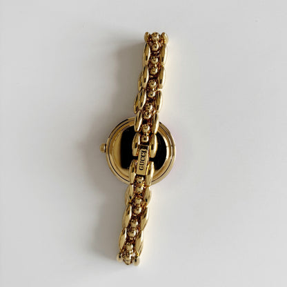 Gucci 1990s Interchangeable Bezel Gold Plated Rice Chain Watch (165mm)