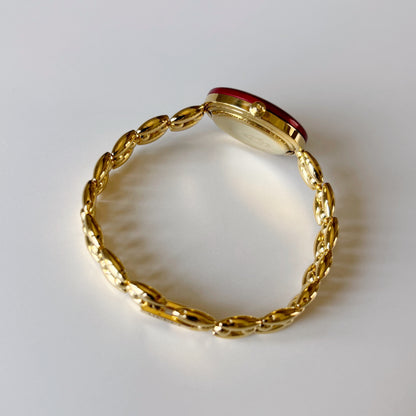Gucci 1990s Interchangeable Bezel Gold Plated Rice Chain Watch with case, 6 bezels (160mm)