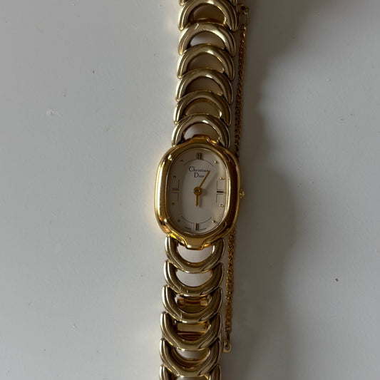 Dior 1990s Oval Dial Gold Plated Watch