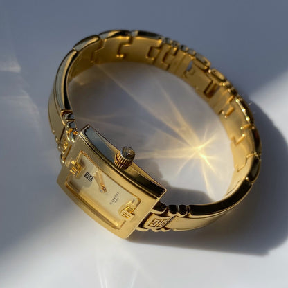 Givenchy 1990s Square Gold Plated Watch