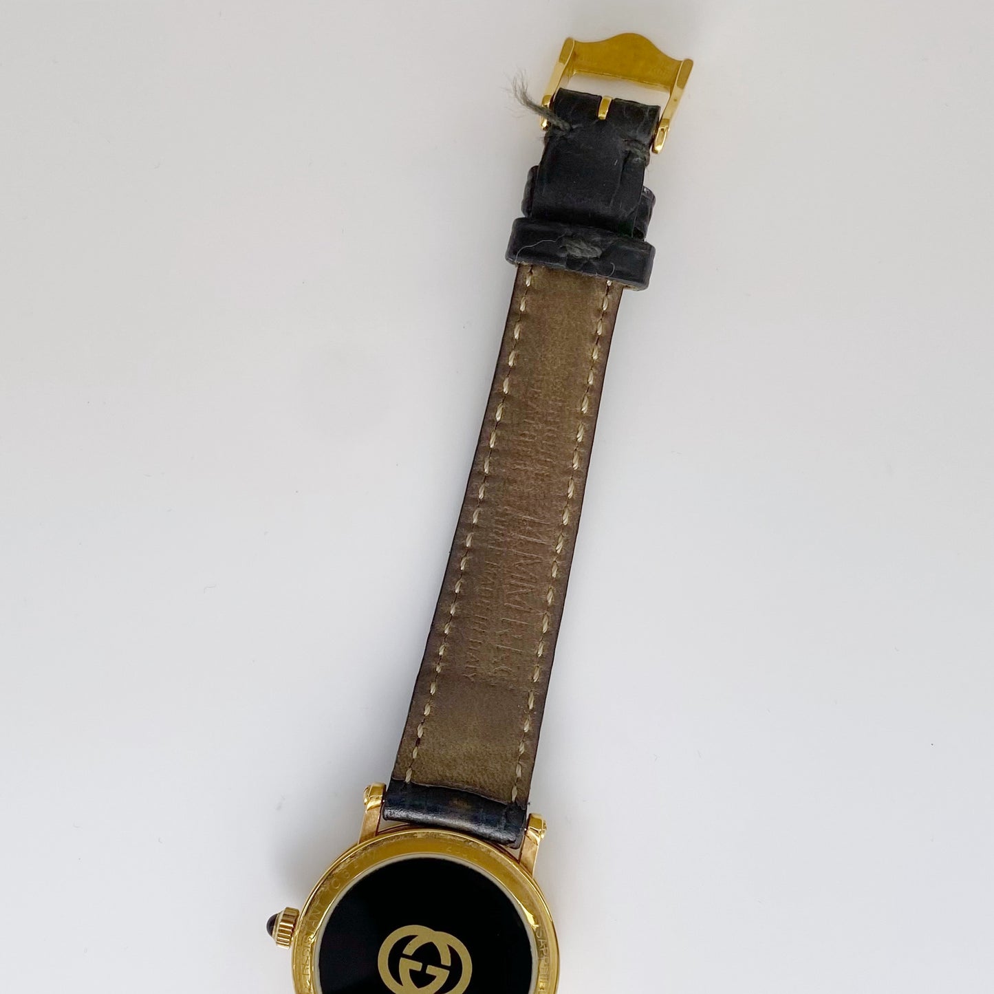 Gucci 1990s Gold Plated Date Round Watch