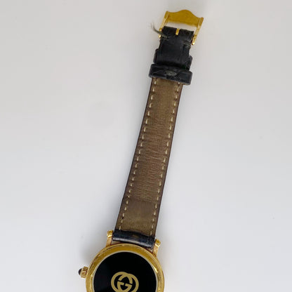 Gucci 1990s Gold Plated Date Round Watch