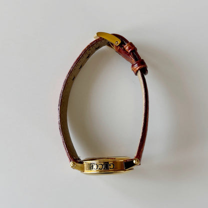 Gucci 1990s Date Round Dial Gold Plated Watch