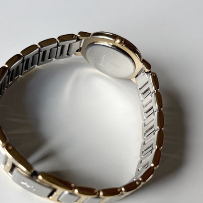 Yves Saint Laurent 1990s Cream Round Dial Two-Tone Gold-Plated Watch