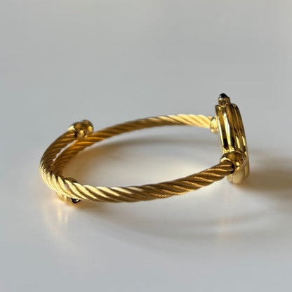 Gucci 1990s Seashell Dial Gold Plated Cable Bangle Watch