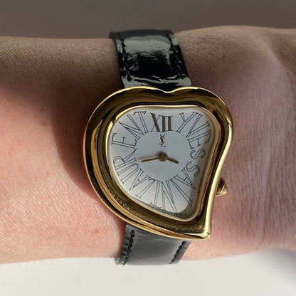 Yves Saint Laurent 1990s Heart Shaped Gold Plated Watch