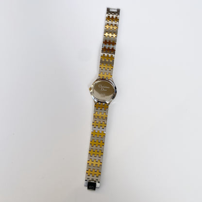 Dior 1990s Date Round Two Tone Watch