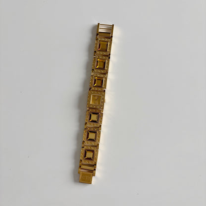 Dior 1990s Square Dial Interchangeable Strap Gold-Plated Watch