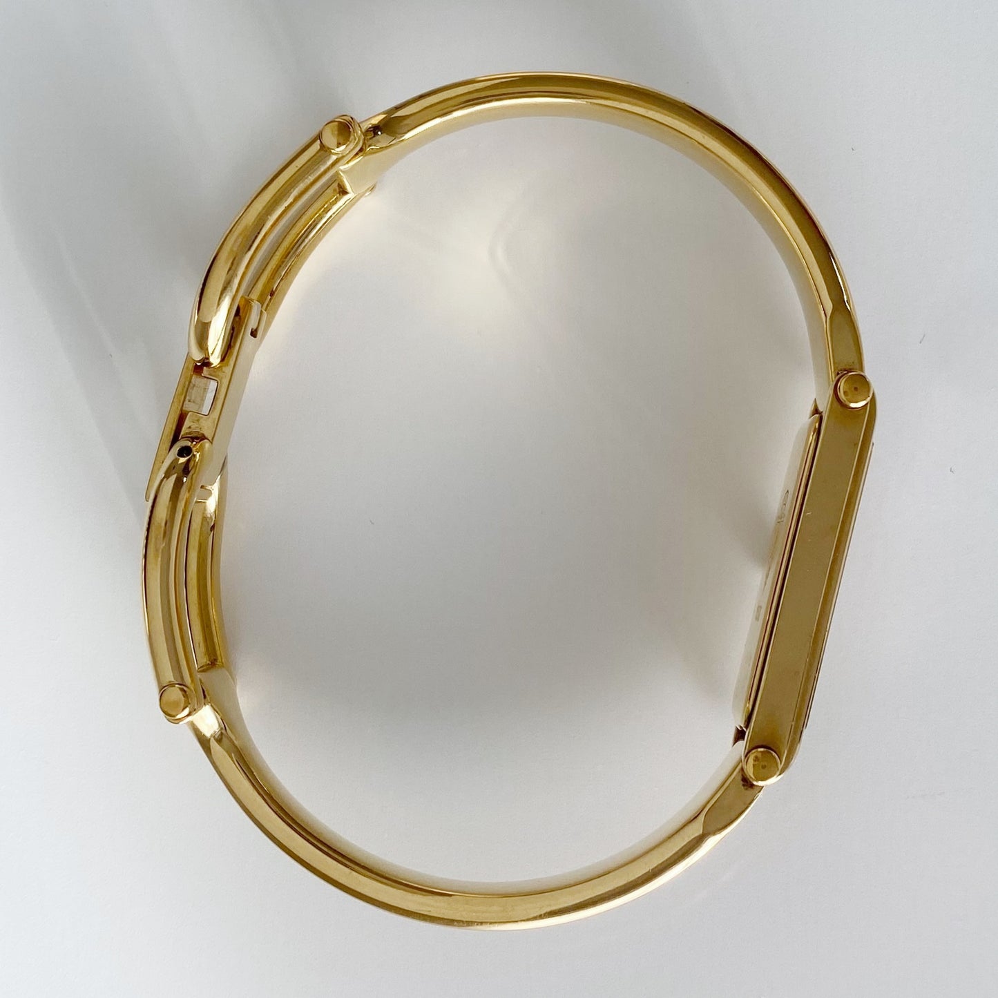 Gucci 1990s Seashell Dial Rectangular Gold Plated  Bangle Watch
