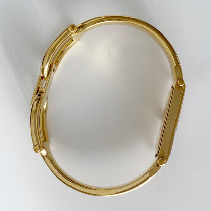 Gucci 1990s Seashell Dial Rectangular Gold Plated  Bangle Watch