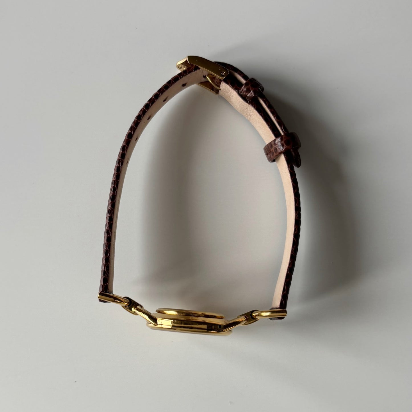 Gucci 1980s Cream Dial Gold Plated Horsebit Watch