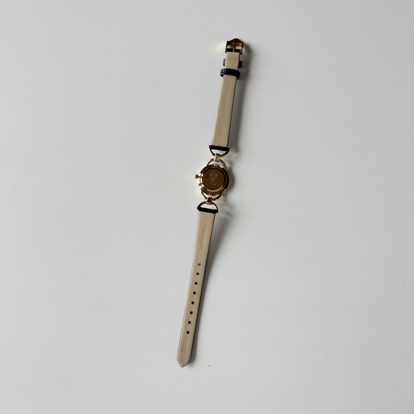 Gucci 1980s Round Dial Horsebit Gold Plated Watch