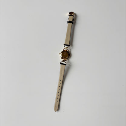 Gucci 1980s Round Dial Horsebit Gold Plated Watch