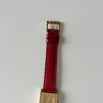 Dior 1990s Interchangeable Strap Gold Plated Watch with 4 straps, case