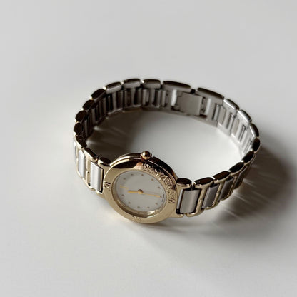 Yves Saint Laurent 1990s Round Dial Two Tone Gold Plated Watch