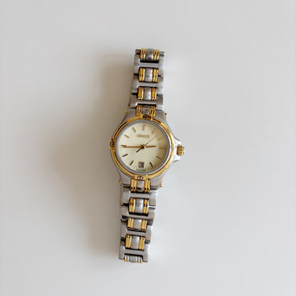 Gucci 1990s Date Round Dial Two Tone Watch