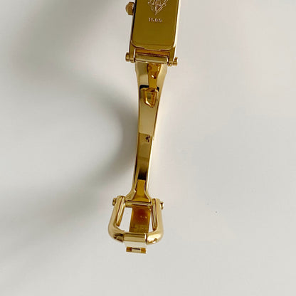Gucci 1990s Gold Dial Gold Plated Bangle Watch