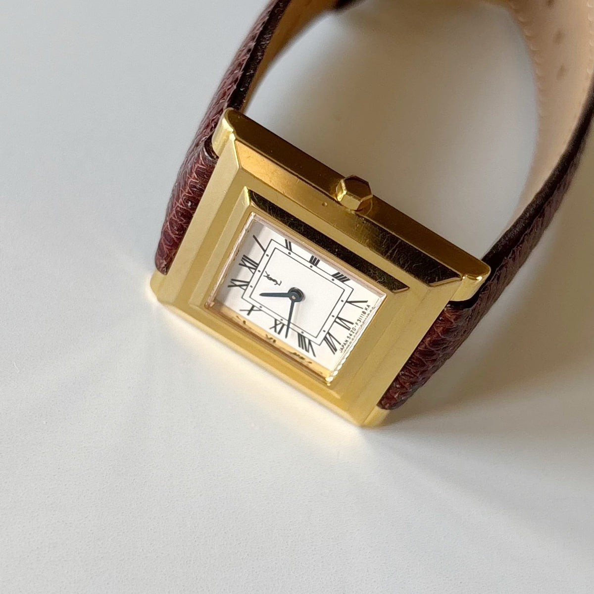 Yves Saint Laurent 1990s Square Dial Gold Plated Watch