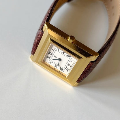 Yves Saint Laurent 1990s Square Dial Gold Plated Watch