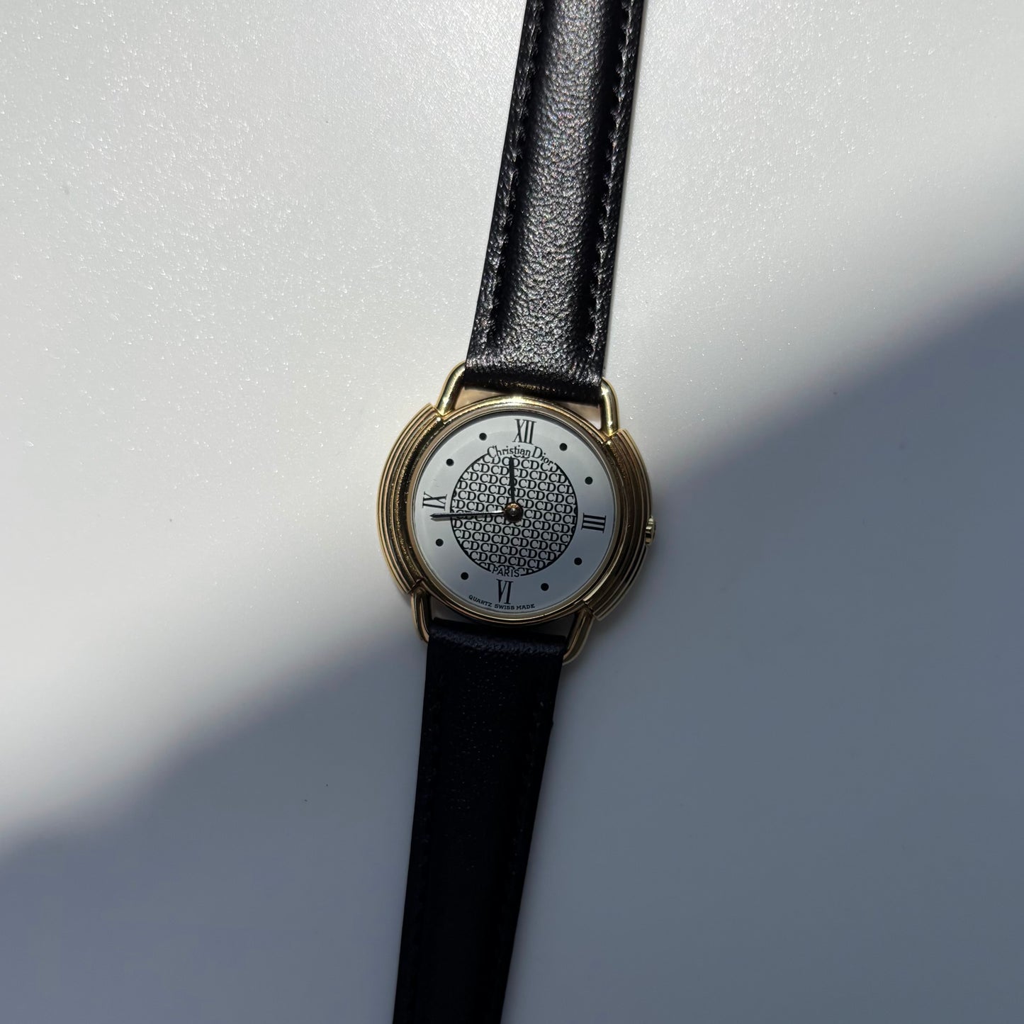 Dior 1990s DC Logo Round Dial Gold Plated Watch