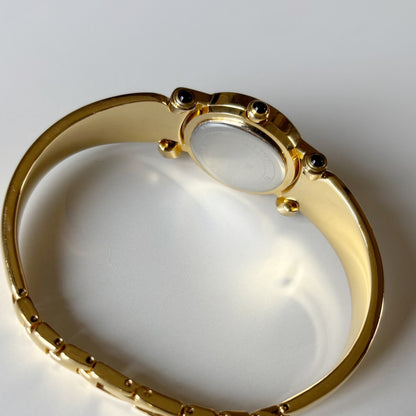 Givenchy 1990s Seashell Dial Gold Plated Bangle Watch