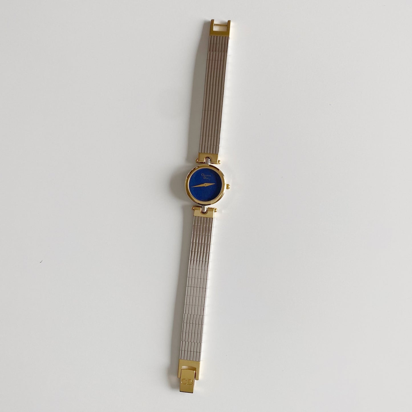 Dior 1990s Navy Dial Gold Plated Two Tone Watch