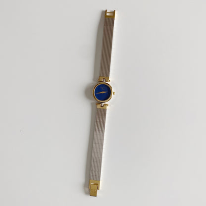 Dior 1990s Navy Dial Gold Plated Two Tone Watch
