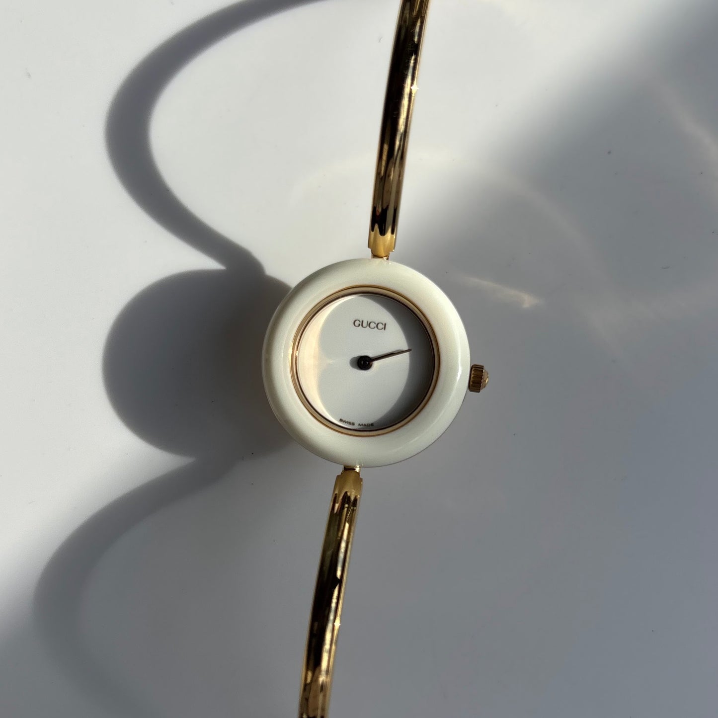 Gucci 1990s Interchangeable Bezel Gold Plated Watch with 12 bezels, case (Small)