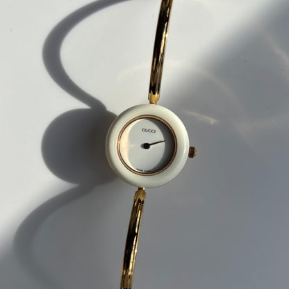 Gucci 1990s Interchangeable Bezel Gold Plated Watch with 12 bezels, case (Small)