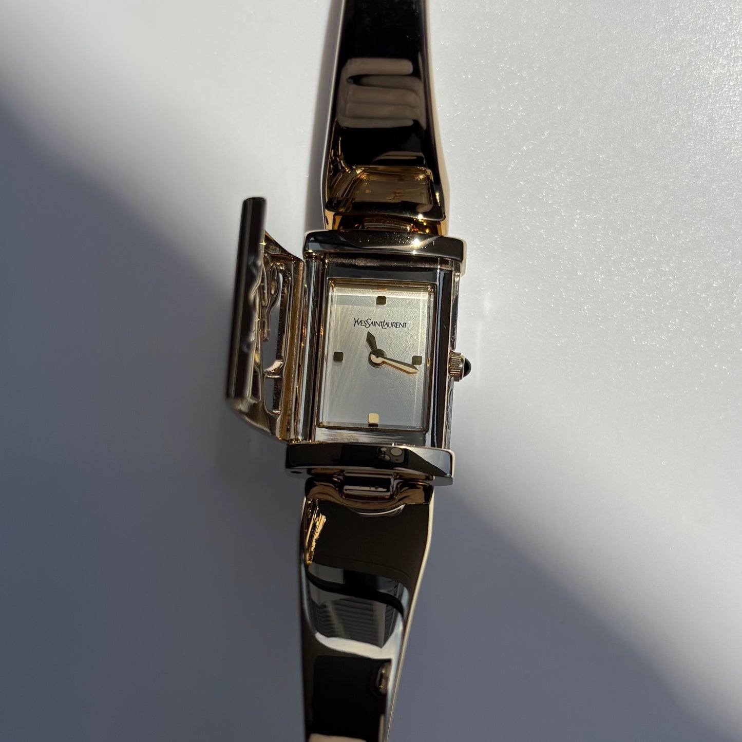 Yves Saint Laurent 1990s Peek-A-Boo Gold Plated Bangle Watch