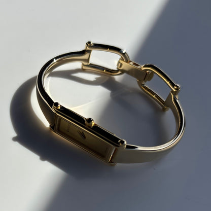 Gucci 1990s  Gold Dial Gold Plated Bangle Watch