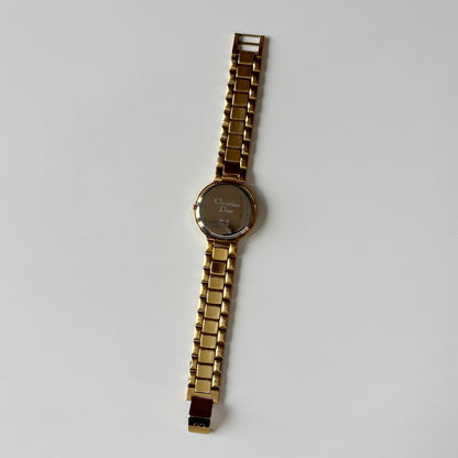 Dior 1990s Date Round Dial Gold Plated Watch (Large)