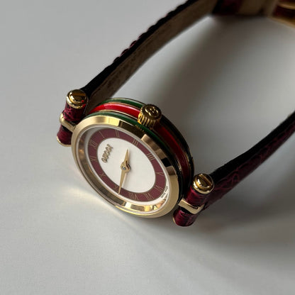 Gucci 1990s Sherry Round Dial Gold Plated Watch