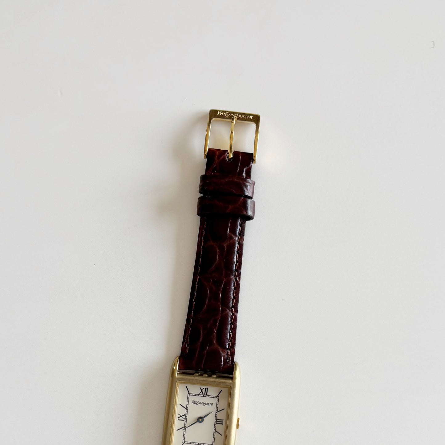 Yves Saint Laurent 1990s Gold Plated Tank Watch (Large)