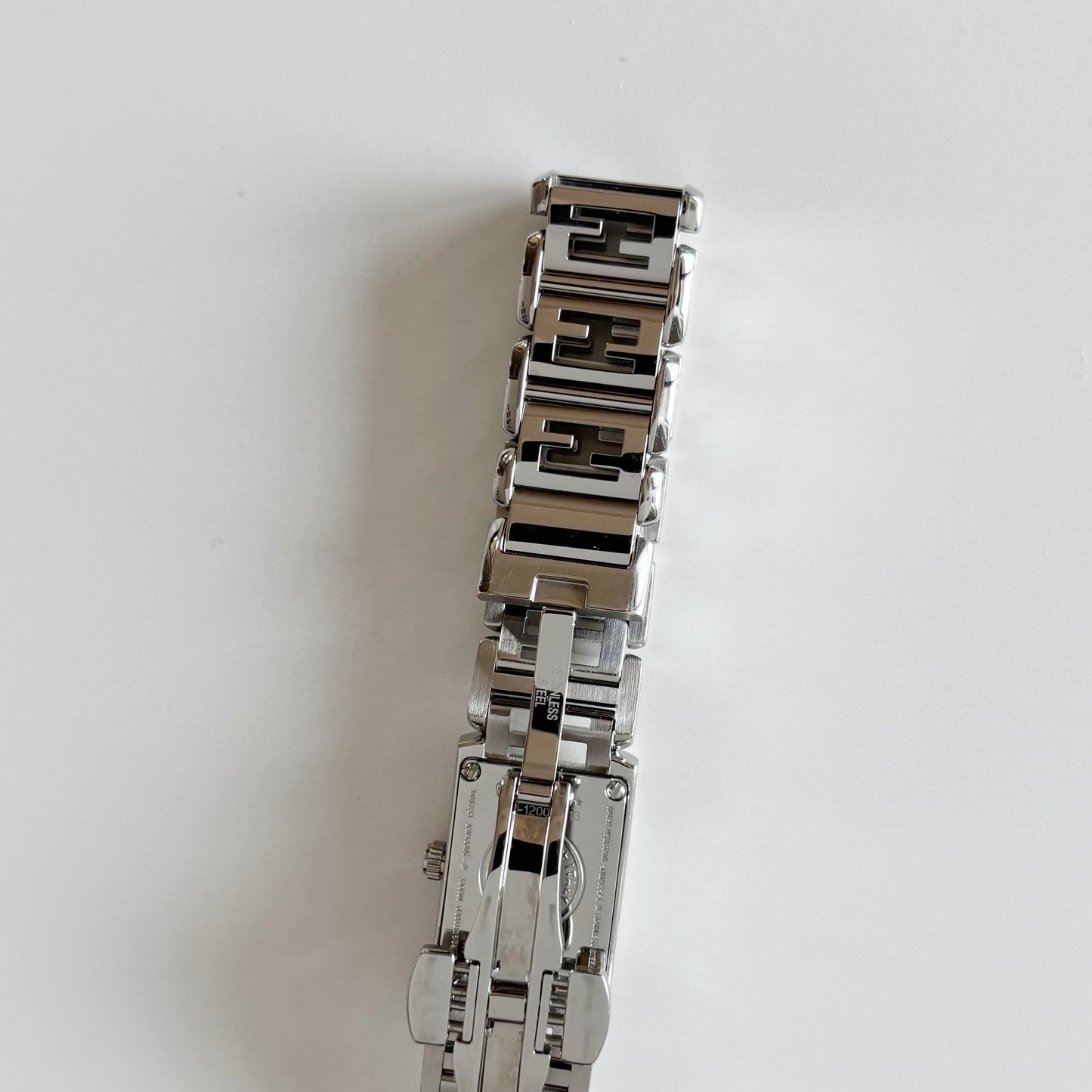 Fendi 1990s Seashell Dial Tank Stainless steel Watch