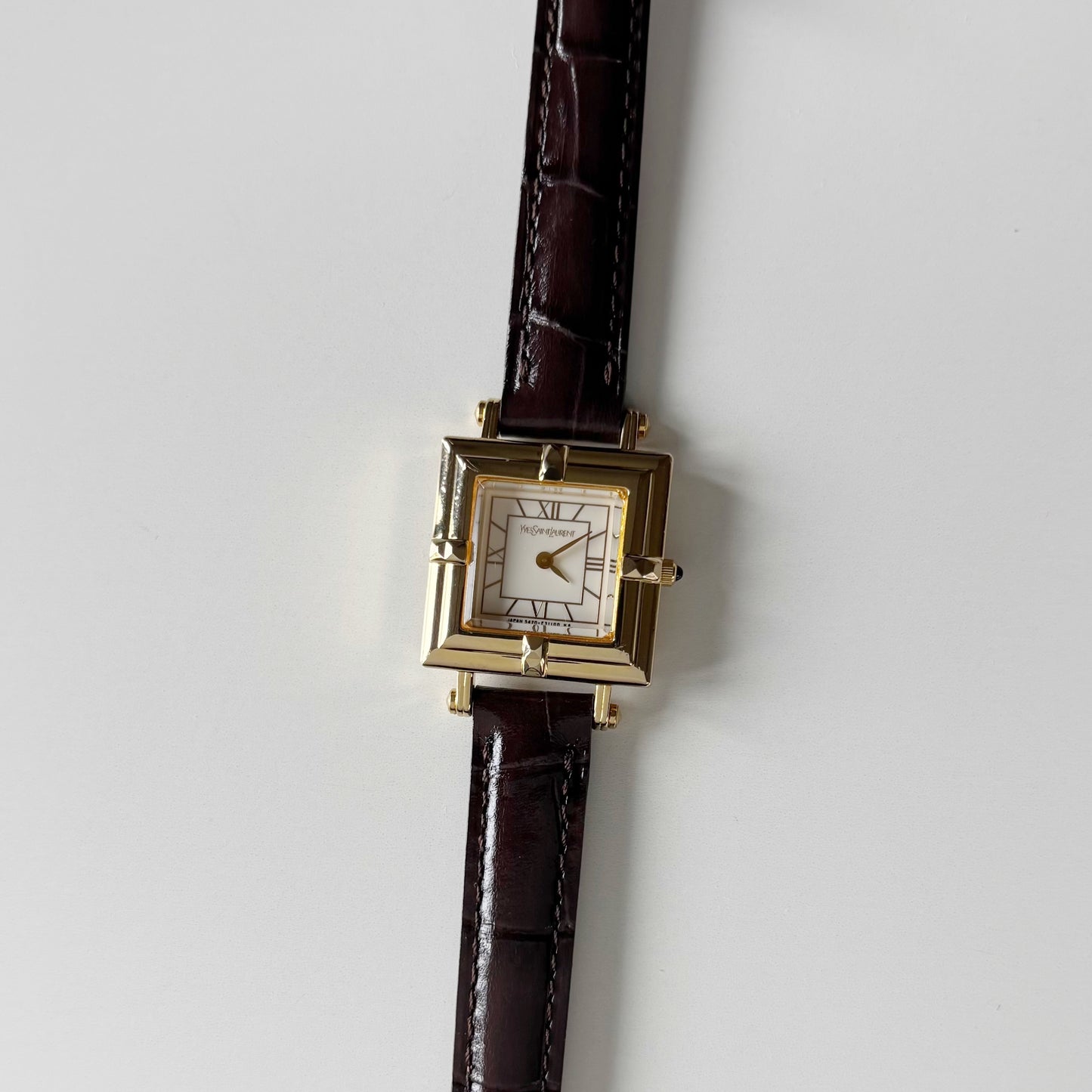 Yves Saint Laurent 1990s Square Dial Gold Plated Watch