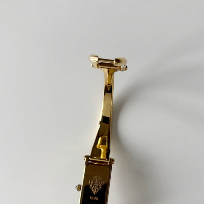 Gucci 1990s Gold Rectangular Dial Gold Plated Bangle Watch