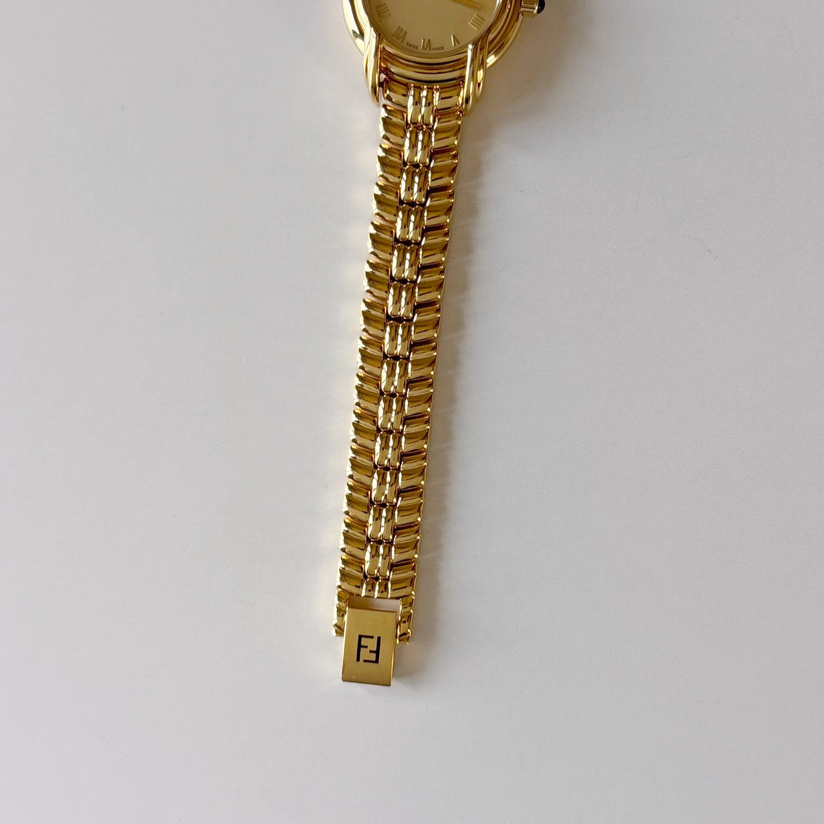 Fendi 1990s Round Dial Gold Plated Watch