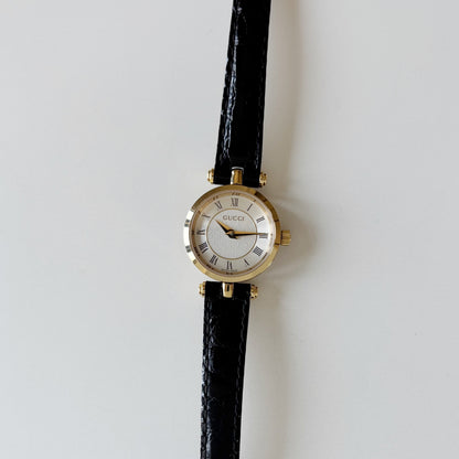 Gucci 1990s Round Dial Gold Plated Watch