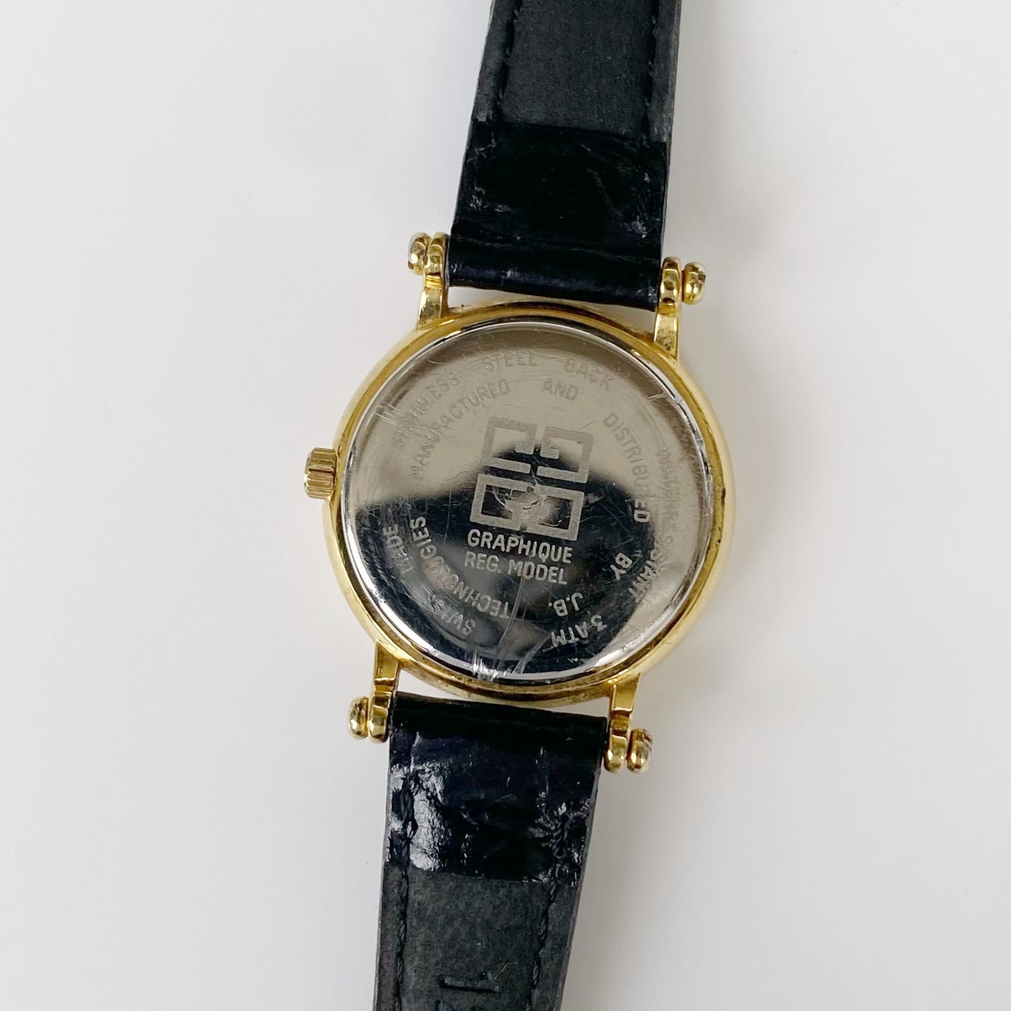 Givenchy 1990s Gold Plated Round Leather Watch