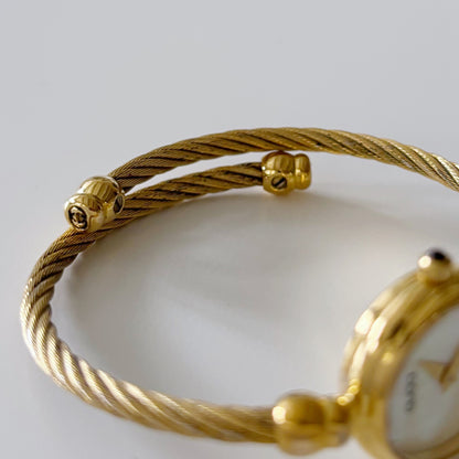 Gucci 1990s Seashell Dial  Gold Plated Bangle Watch