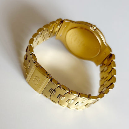 Dior 1990s Moon Phase Triple Calendar Gold Plated Watch