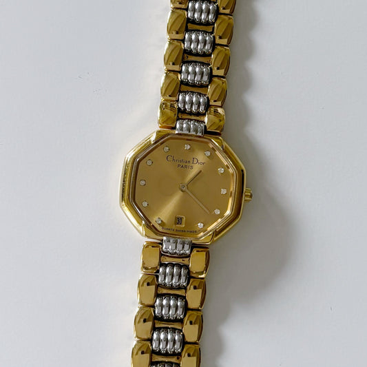 Dior 1990s Octagon Two Tone Watch