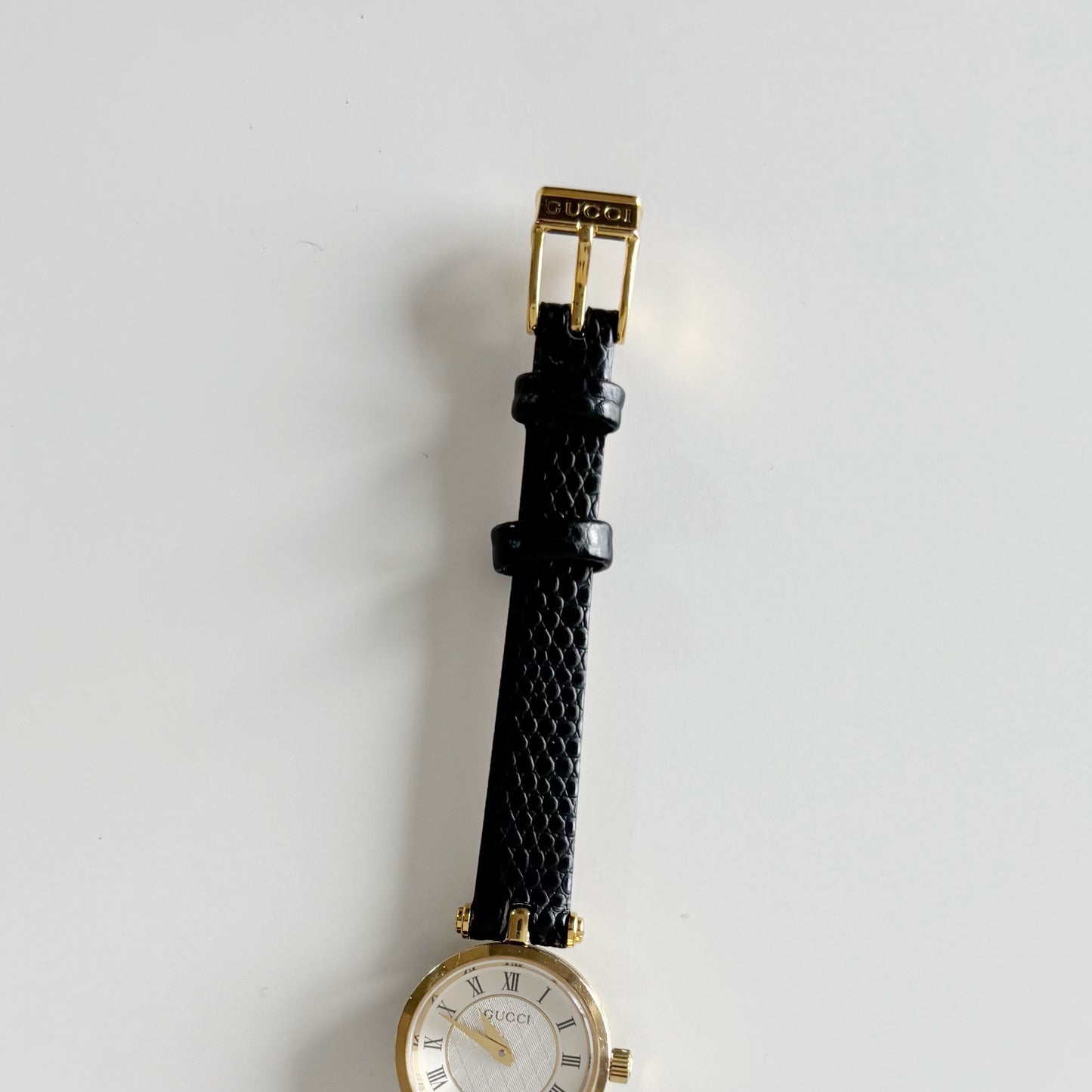 Gucci 1990s Round Dial Gold Plated Watch
