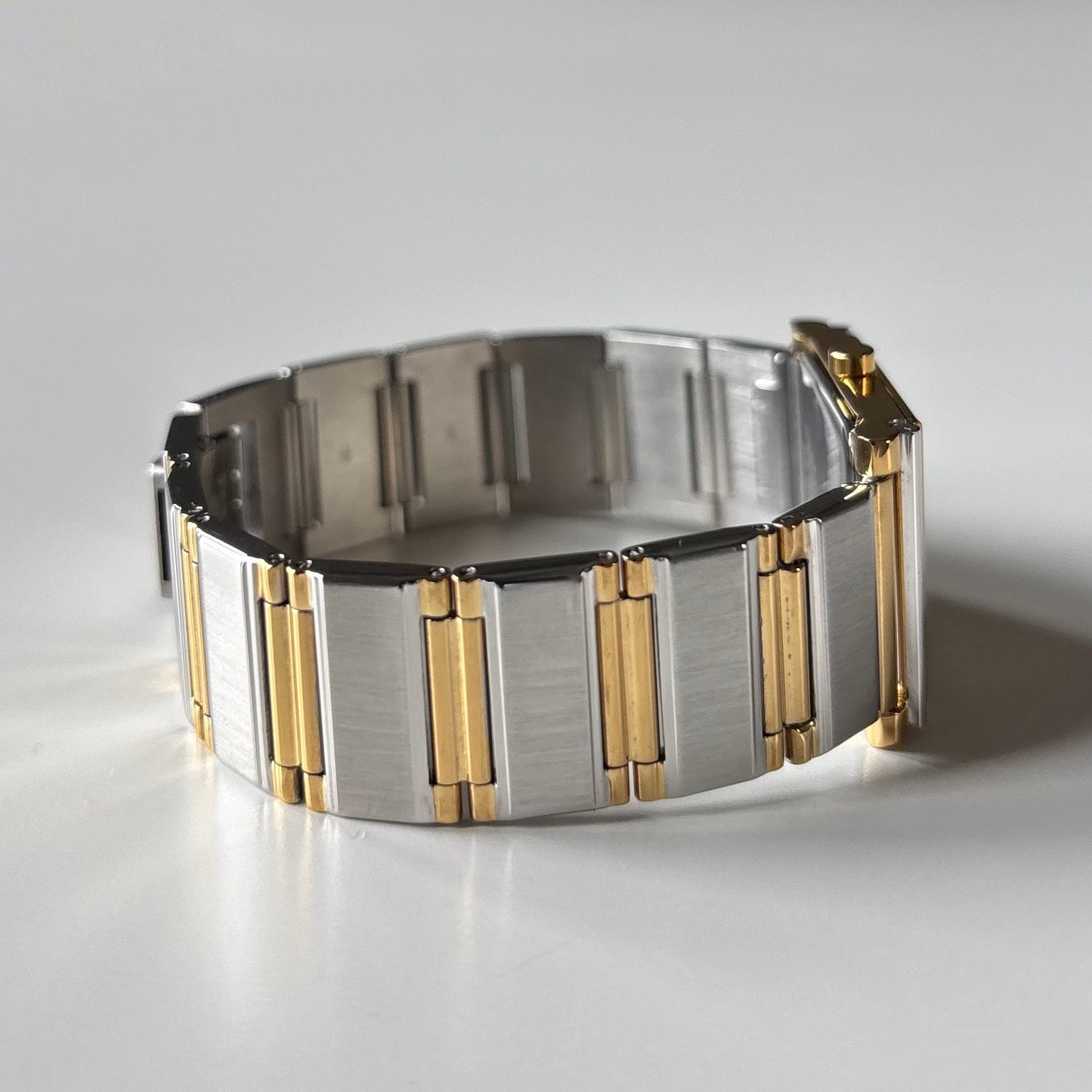 Yves Saint Laurent 1990s Square Dial Gold Plated Two Tone Watch