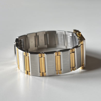 Yves Saint Laurent 1990s Square Dial Gold Plated Two Tone Watch
